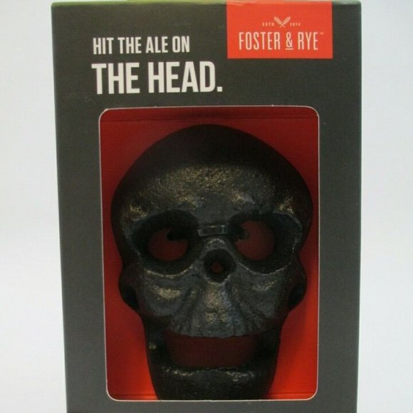 Foster & Rye Cast Iron Wall Mount Skull Bottle Opener New In Box - Picture 1 of 3